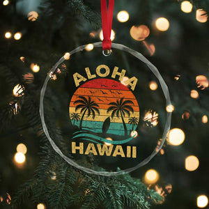 Aloha Hawaii Crystal Glass Ornament Retro Hawaiian Island Palm Beach Surfboard Surf TS10 Print Your Wear