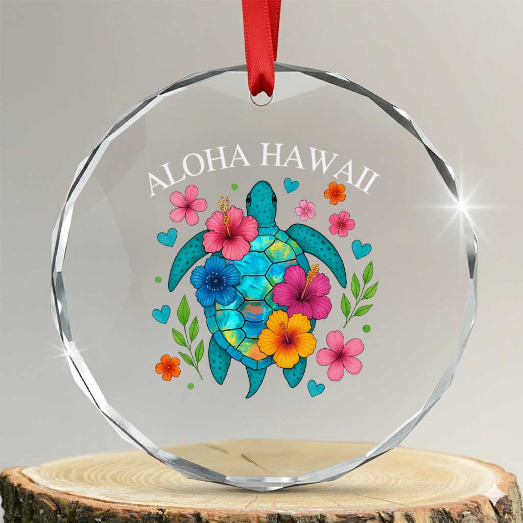 Aloha Hawaii Crystal Glass Ornament Sea Turtle Summer Hawaiian Island TS10 Transparent Glass 3'' Circle Print Your Wear