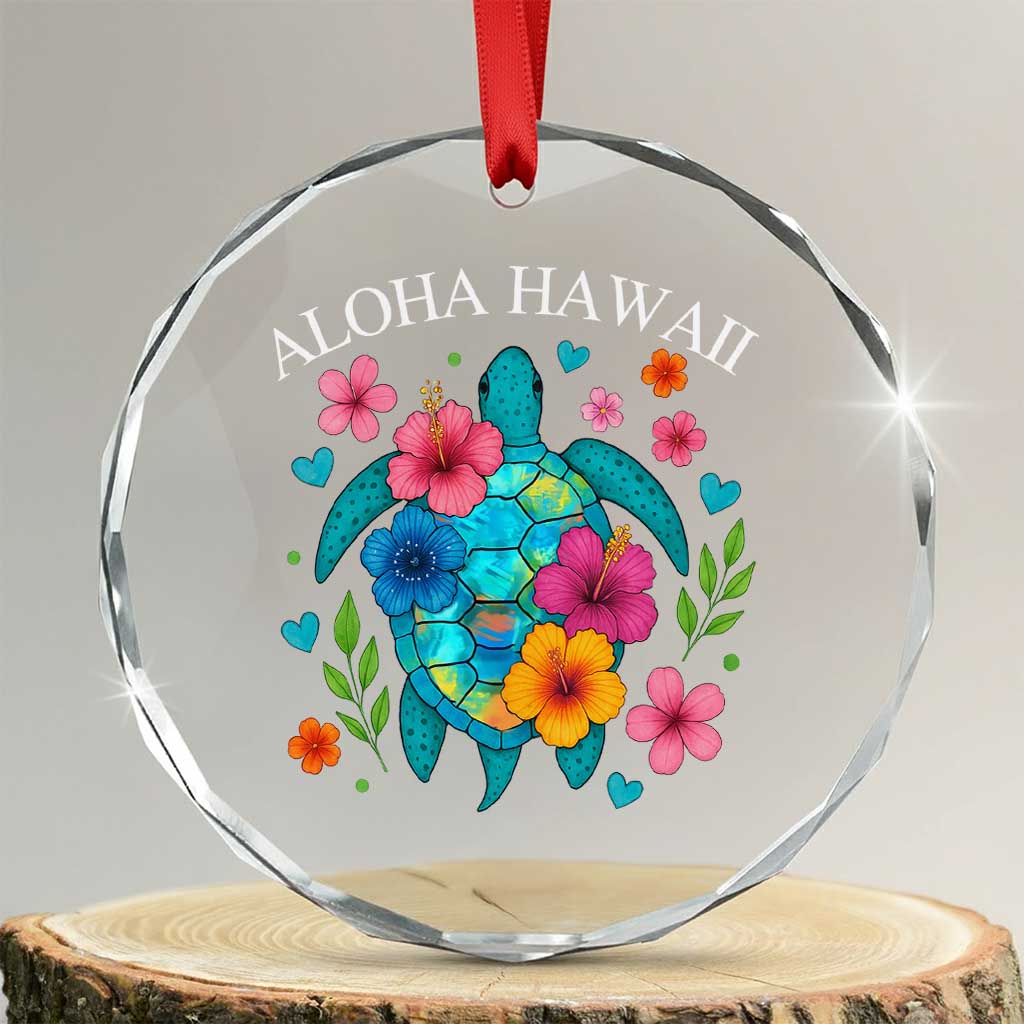 Aloha Hawaii Crystal Glass Ornament Sea Turtle Summer Hawaiian Island TS10 Transparent Glass 3'' Circle Print Your Wear