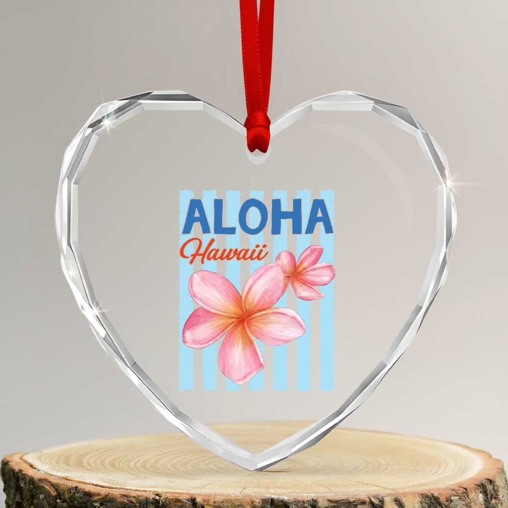 Aloha Hawaii Heart Crystal Glass Ornament Hibiscus Flower Tropical Beach Vacation TS14 Transparent Glass 3'' Heart Print Your Wear