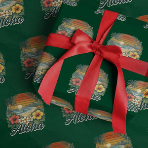 Aloha Hawaii Summer Wrapping Paper Roll Vintage Tropical Beach Graphic