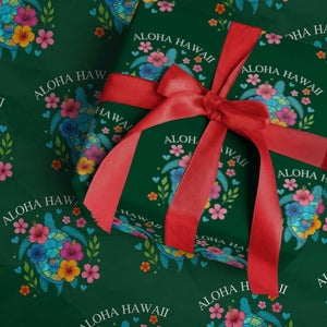 Aloha Hawaii Wrapping Paper Roll Sea Turtle Summer Hawaiian Island TS10 Green Print Your Wear