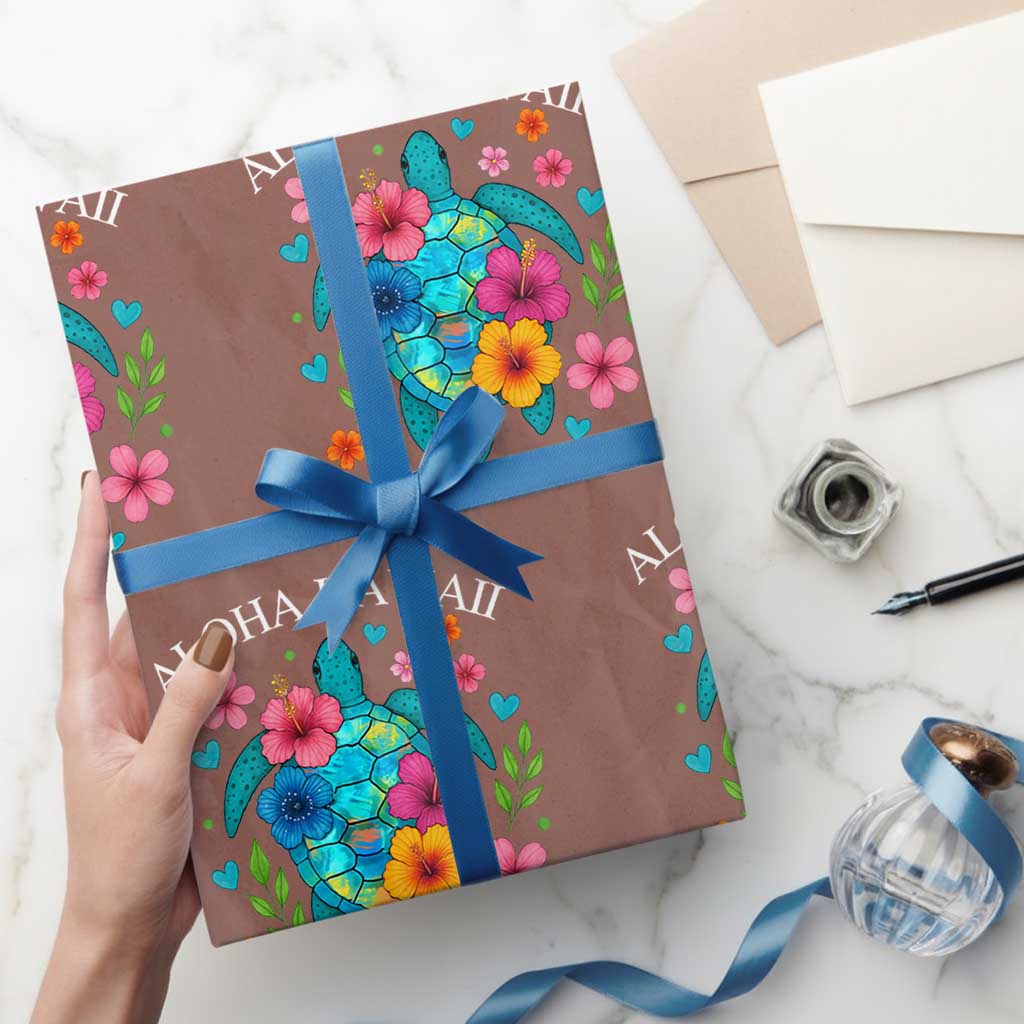 Aloha Hawaii Wrapping Paper Roll Sea Turtle Summer Hawaiian Island TS10 Mocha Print Your Wear