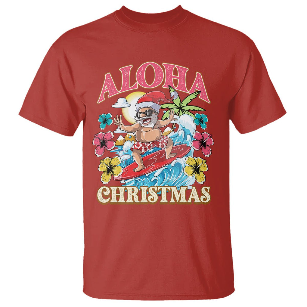Aloha Hawaiian Christmas Mele Kalikimaka Tropical Xmas Surfing Santa T Shirt TS02 Red Printyourwear