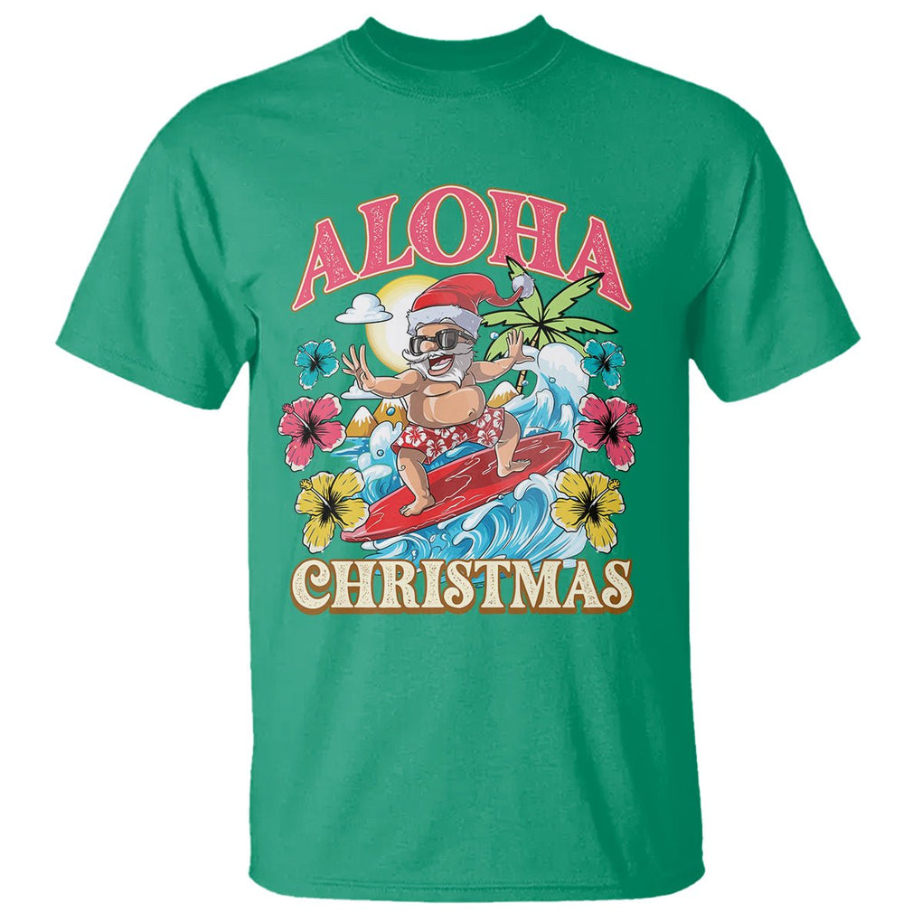 Aloha Hawaiian Christmas Mele Kalikimaka Tropical Xmas Surfing Santa T Shirt TS02 Irish Green Printyourwear