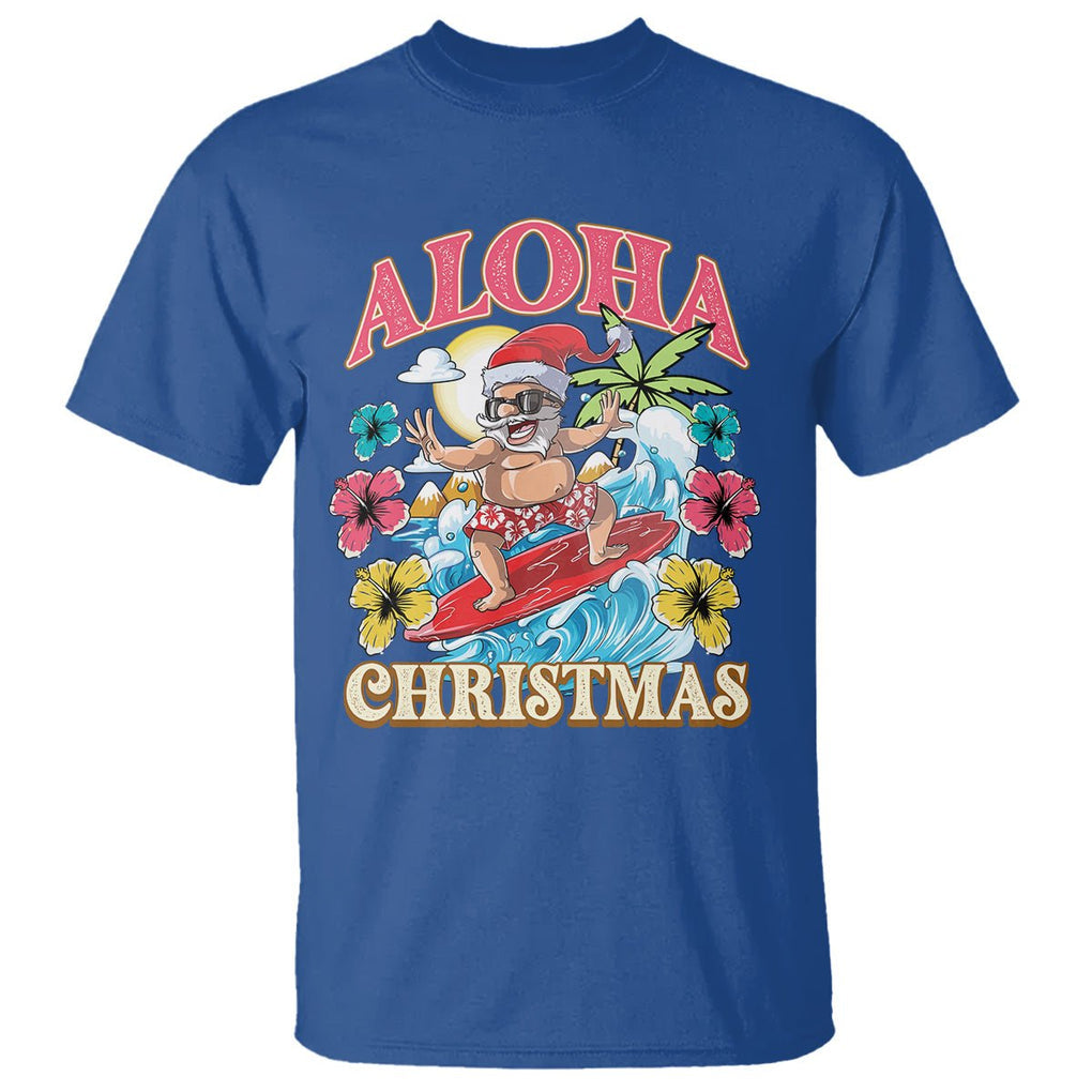 Aloha Hawaiian Christmas Mele Kalikimaka Tropical Xmas Surfing Santa T Shirt TS02 Royal Blue Printyourwear