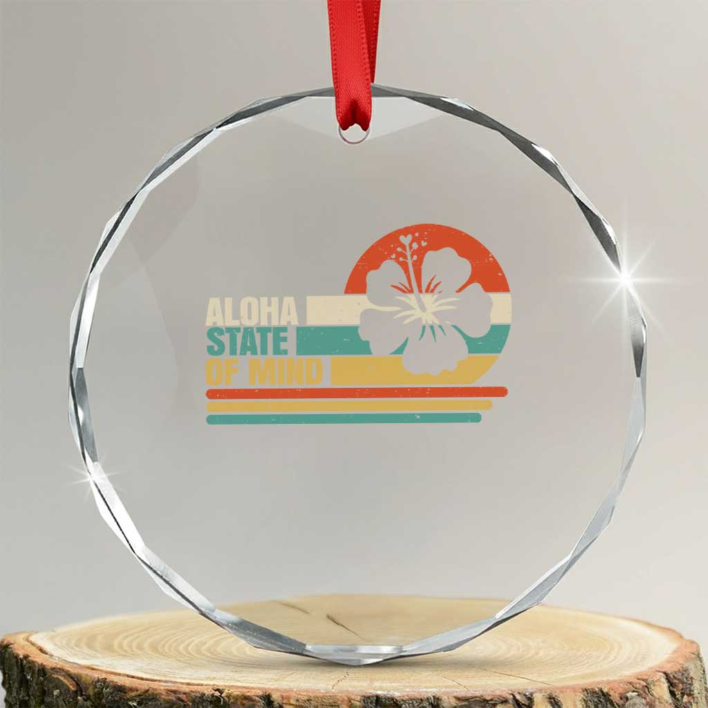 Aloha State Of Mind Crystal Glass Ornament Tropical Hibiscus Floral TS14 Transparent Glass 3'' Circle Print Your Wear
