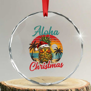 Aloha Tropical Pineapple Christmas Crystal Glass Ornament Vintage Beach Xmas Gift