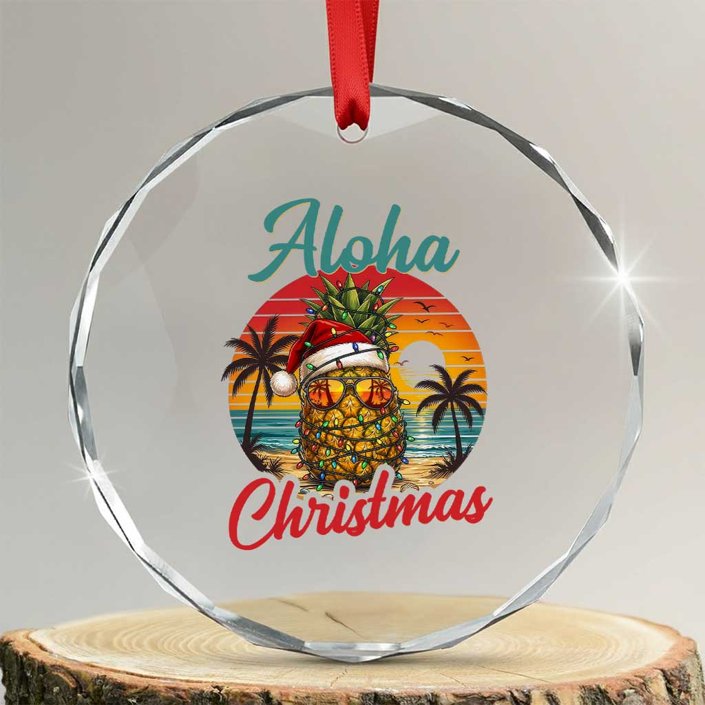 Aloha Tropical Pineapple Christmas Crystal Glass Ornament Vintage Beach Xmas Gift TS12 Transparent Glass 3'' Circle Print Your Wear