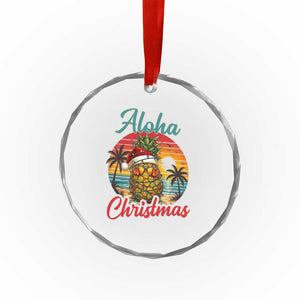 Aloha Tropical Pineapple Christmas Crystal Glass Ornament Vintage Beach Xmas Gift