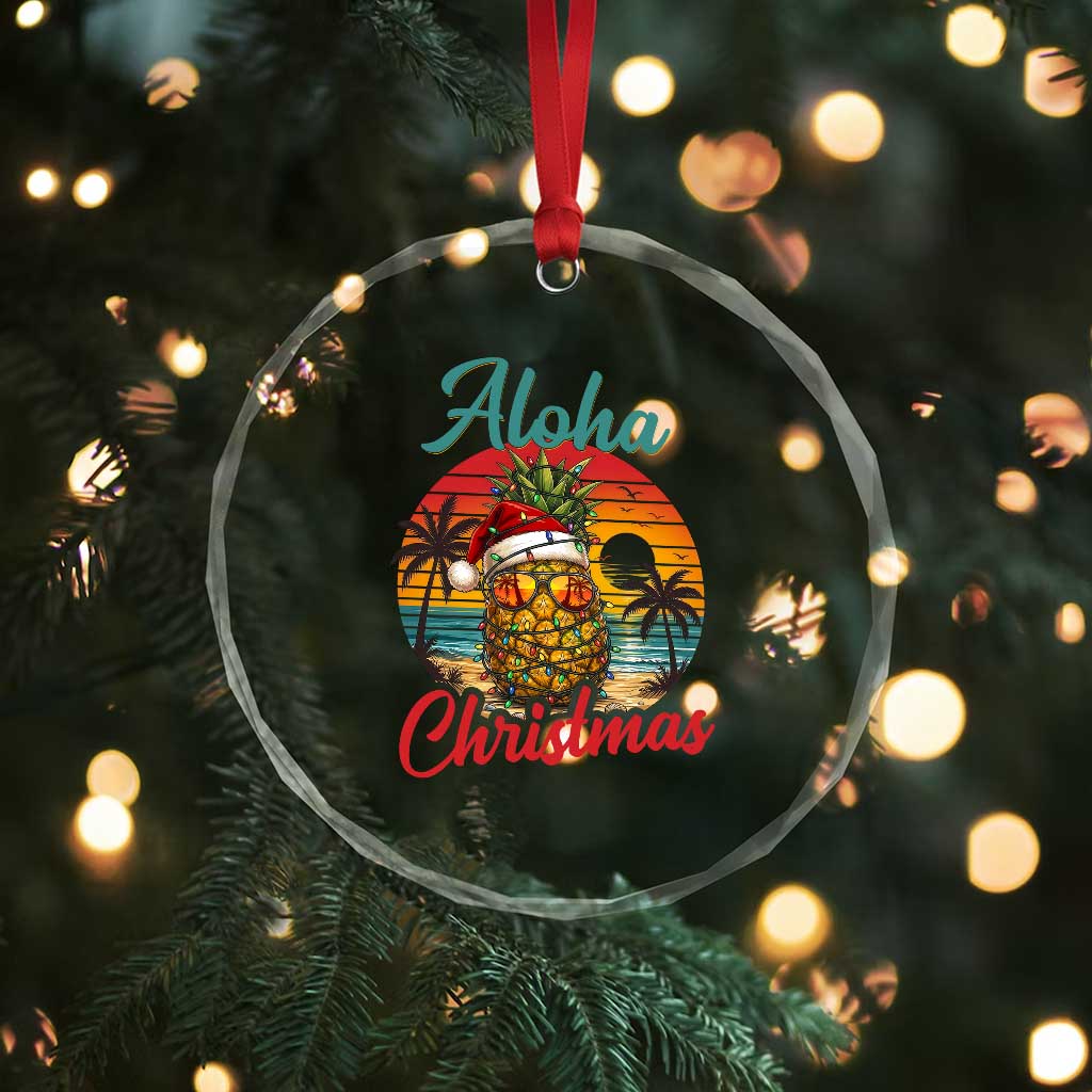 Aloha Tropical Pineapple Christmas Crystal Glass Ornament Vintage Beach Xmas Gift
