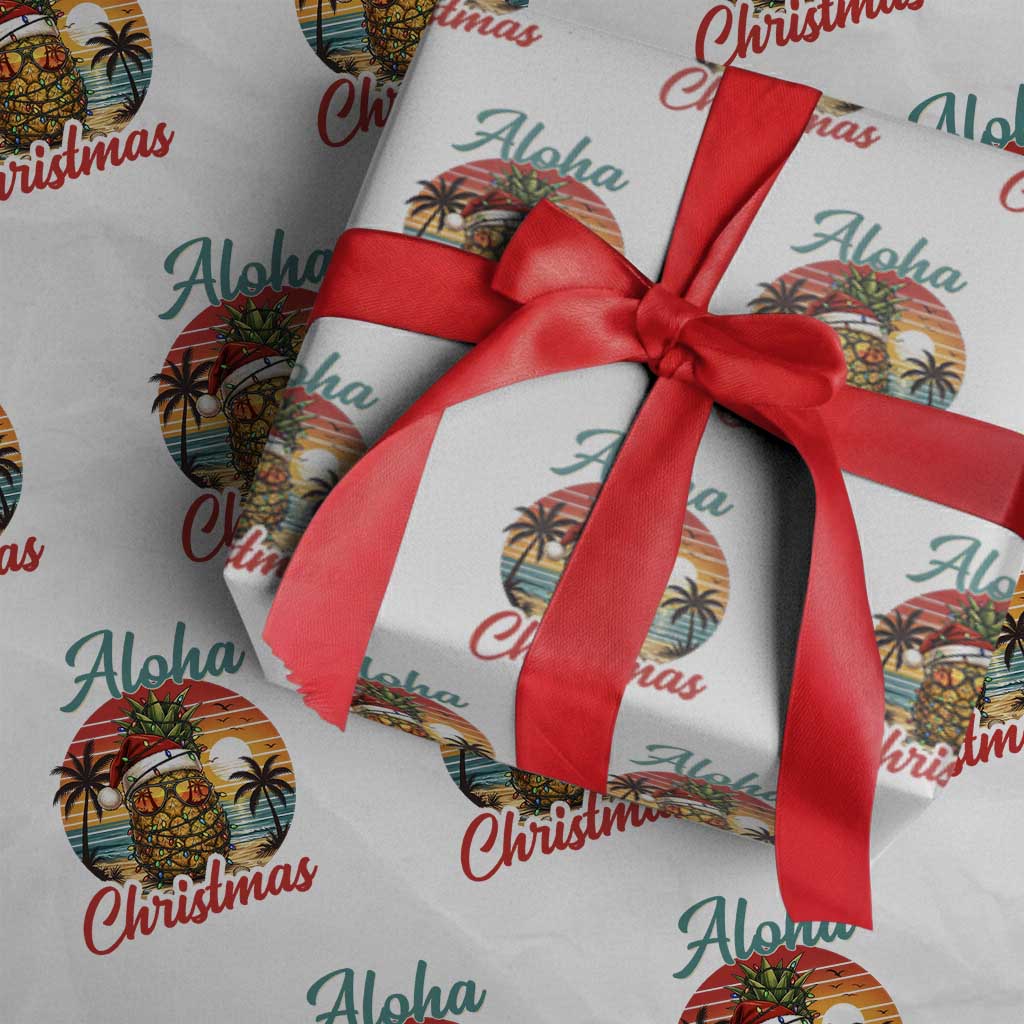 Aloha Tropical Pineapple Christmas Wrapping Paper Roll Vintage Beach Xmas Gift TS12 White Print Your Wear