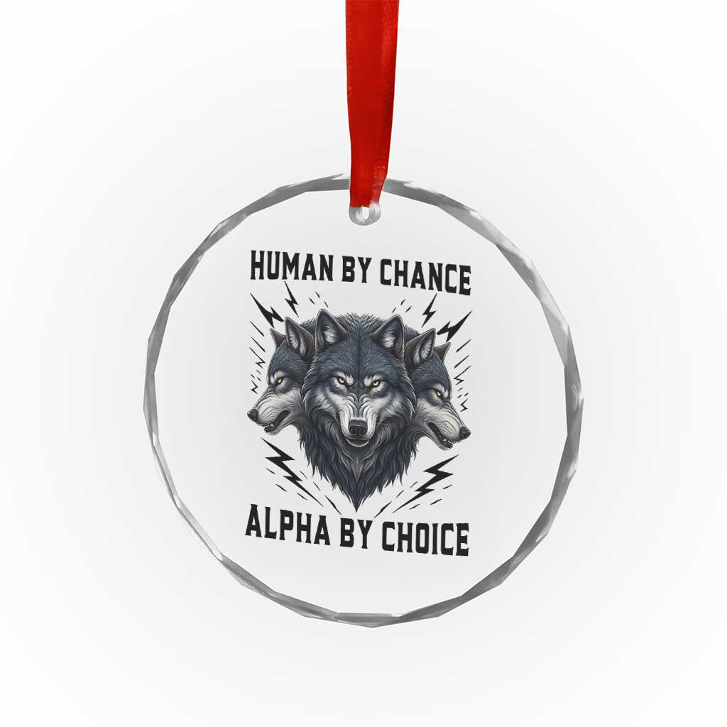 Alpha By Choice Human By Chance Wolf Mindset Quote Crystal Glass Ornament TS12 Print Your Wear