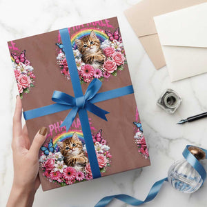 Alpha Male Wrapping Paper Roll Funny Cat Kitten Meme Rainbow Floral TS10 Mocha Print Your Wear