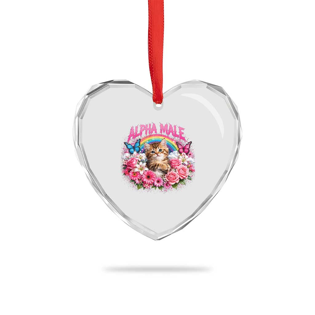 Alpha Male Heart Crystal Glass Ornament Funny Cat Kitten Meme Rainbow Floral TS10 Print Your Wear