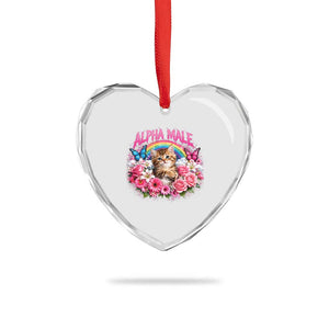 Alpha Male Heart Crystal Glass Ornament Funny Cat Kitten Meme Rainbow Floral TS10 Print Your Wear