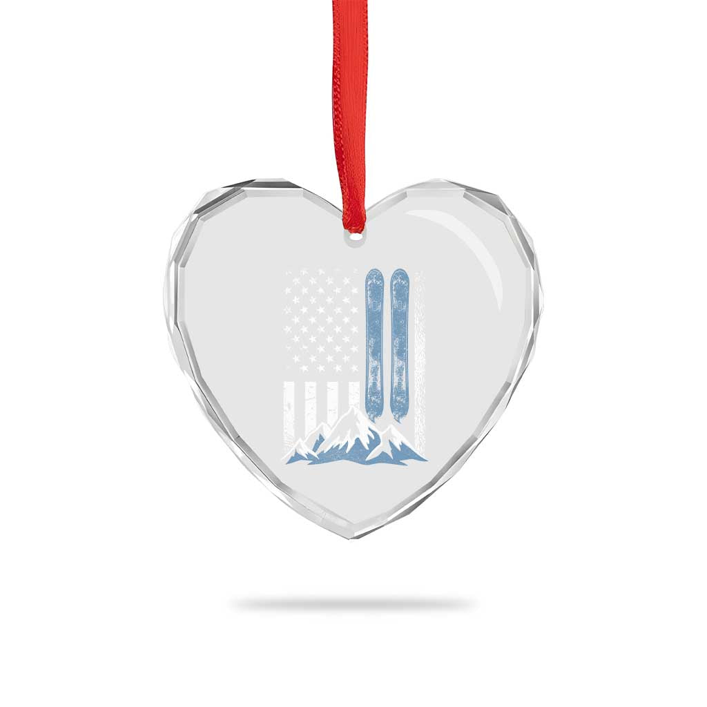 Funny Snowboarding Heart Crystal Glass Ornament Vintage American Flag Snowboard Winter Sport TS11 Print Your Wear