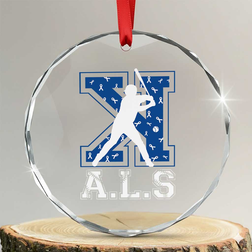 ALS Awareness Crystal Glass Ornament Baseball Strike Out ALS Support TS10 Transparent Glass 3'' Circle Print Your Wear