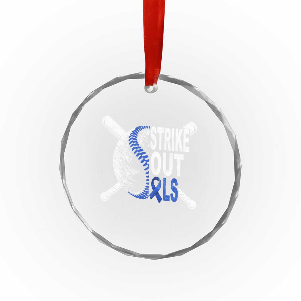 ALS Awareness Crystal Glass Ornament Blue Ribbon Baseball Strike Out ALS Support TS10 Print Your Wear