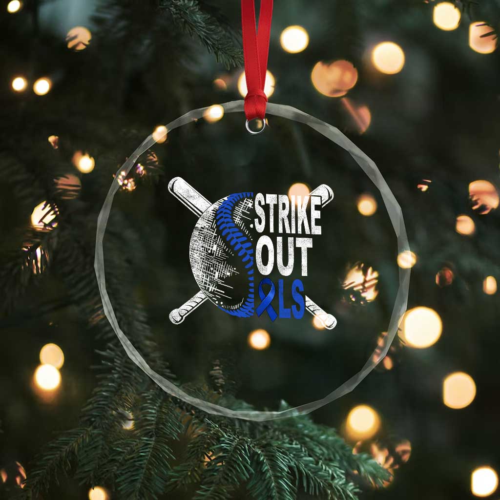ALS Awareness Crystal Glass Ornament Blue Ribbon Baseball Strike Out ALS Support TS10 Print Your Wear