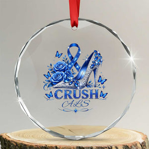 ALS Awareness Crystal Glass Ornament Blue Ribbon Women Crush ALS TS10 Transparent Glass 3'' Circle Print Your Wear