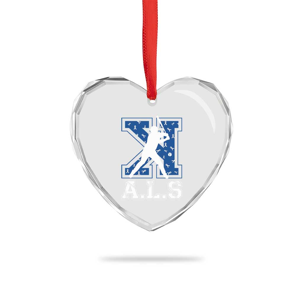 ALS Awareness Heart Crystal Glass Ornament Baseball Strike Out ALS Support TS10 Print Your Wear