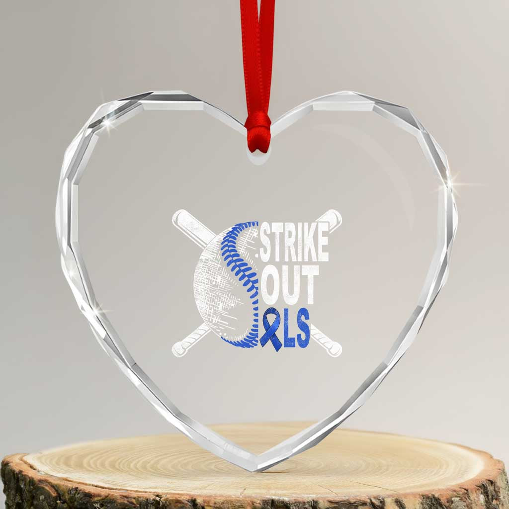 ALS Awareness Heart Crystal Glass Ornament Blue Ribbon Baseball Strike Out ALS Support TS10 Transparent Glass 3'' Heart Print Your Wear