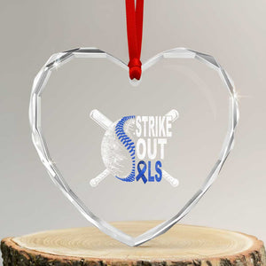 ALS Awareness Heart Crystal Glass Ornament Blue Ribbon Baseball Strike Out ALS Support TS10 Transparent Glass 3'' Heart Print Your Wear