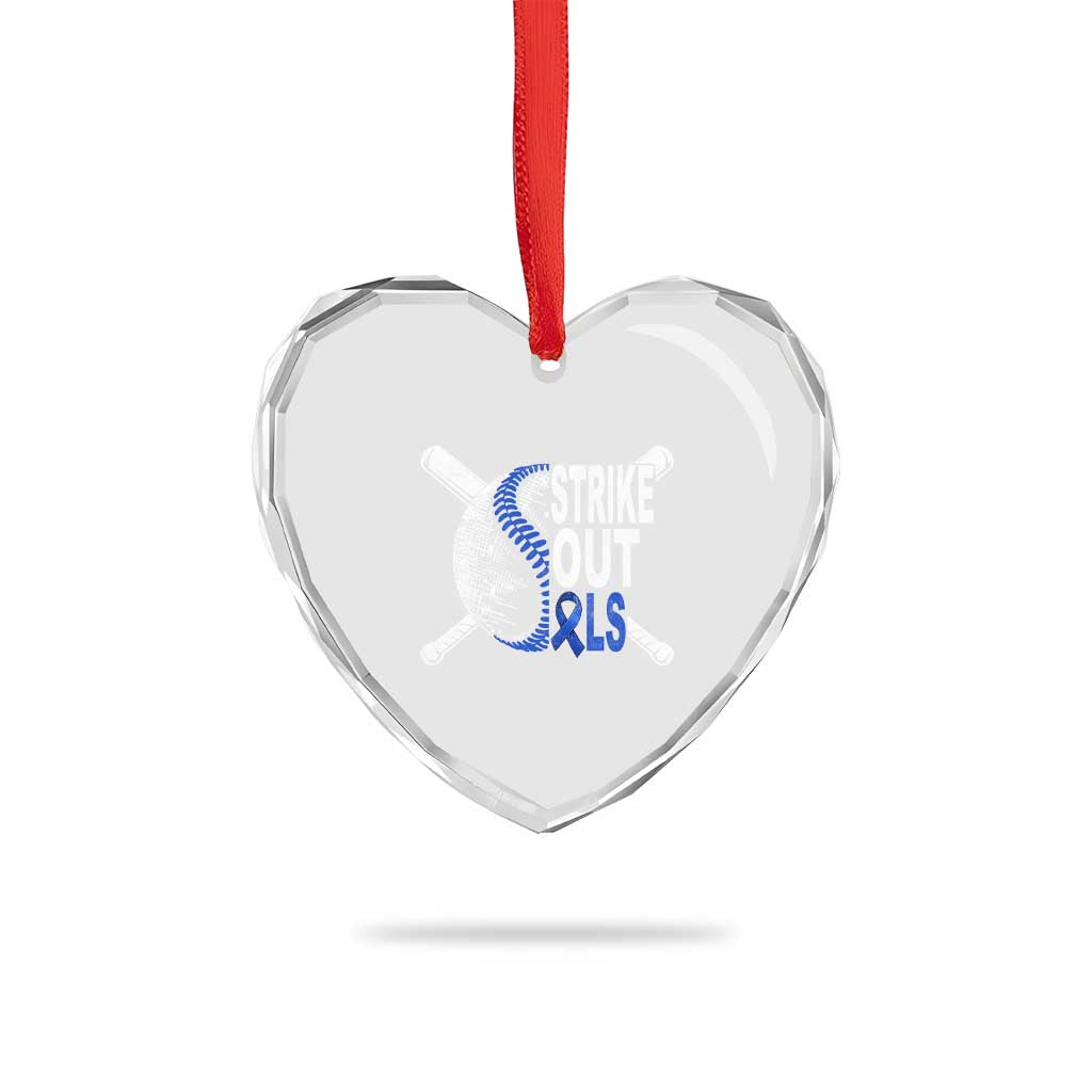 ALS Awareness Heart Crystal Glass Ornament Blue Ribbon Baseball Strike Out ALS Support TS10 Print Your Wear
