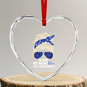 ALS Awareness We Wear Blue In May Heart Crystal Glass Ornament TS10 Transparent Glass 3'' Heart Print Your Wear