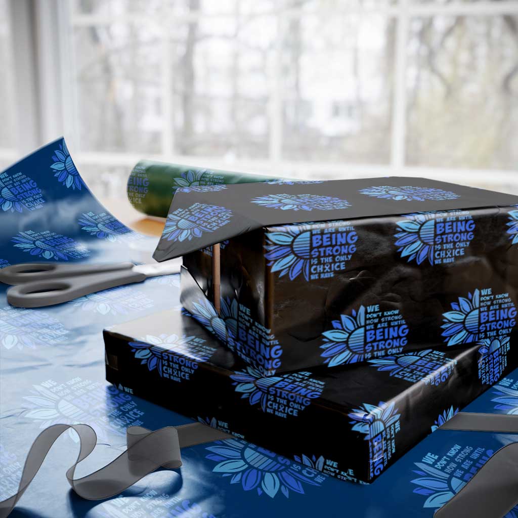 ALS Awareness Wrapping Paper Roll Blue Ribbon Stronger Survivor TS10 Black Print Your Wear