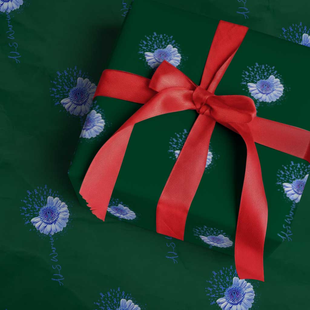 ALS Awareness Wrapping Paper Roll Blue Ribbon Sunflower ALS Warrior TS10 Green Print Your Wear