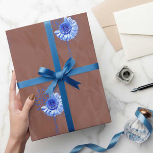 ALS Awareness Wrapping Paper Roll Blue Ribbon Sunflower ALS Warrior TS10 Mocha Print Your Wear