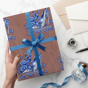 ALS Awareness Wrapping Paper Roll Blue Ribbon Women Crush ALS TS10 Mocha Print Your Wear