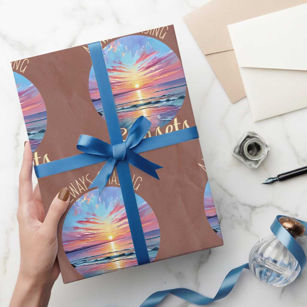 Always Chasing Sunsets Wrapping Paper Roll Summer Vacation Travel Gift TS12 Mocha Print Your Wear