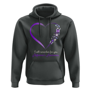 Alzheimer's And Brain Awareness Hoodie I Will Remember For You Daisy Flower Butterfly TS11 Dark Heather Print Your Wear