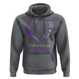Alzheimer's And Brain Awareness Hoodie I Will Remember For You Daisy Flower Butterfly TS11 Charcoal Print Your Wear