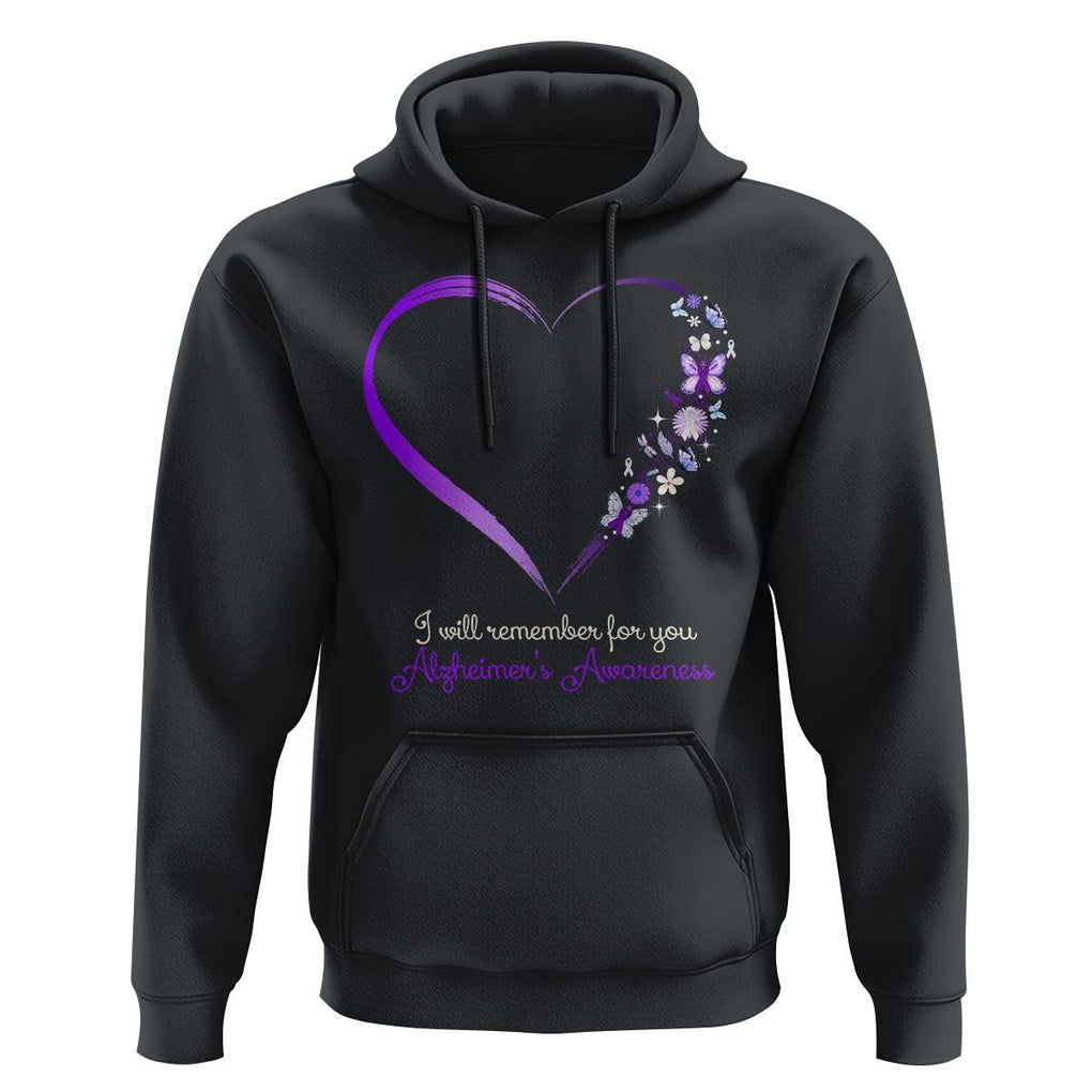 Alzheimer's And Brain Awareness Hoodie I Will Remember For You Daisy Flower Butterfly TS11 Black Print Your Wear