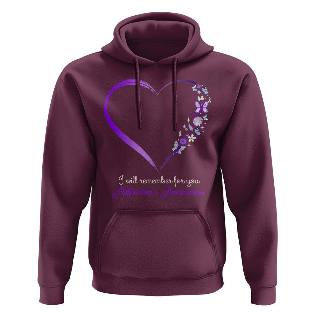 Alzheimer's And Brain Awareness Hoodie I Will Remember For You Daisy Flower Butterfly TS11 Maroon Print Your Wear