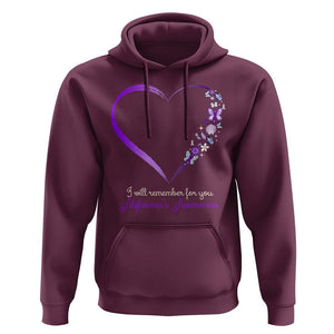 Alzheimer's And Brain Awareness Hoodie I Will Remember For You Daisy Flower Butterfly TS11 Maroon Print Your Wear