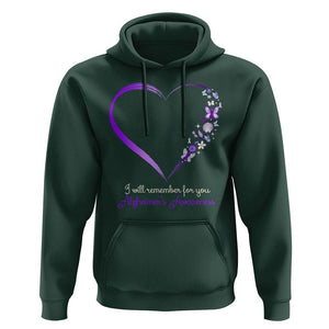 Alzheimer's And Brain Awareness Hoodie I Will Remember For You Daisy Flower Butterfly TS11 Dark Forest Green Print Your Wear