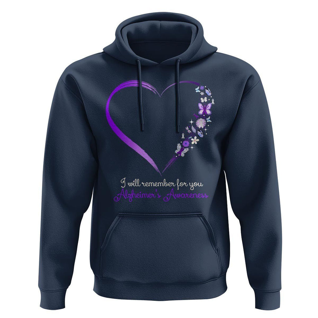 Alzheimer's And Brain Awareness Hoodie I Will Remember For You Daisy Flower Butterfly TS11 Navy Print Your Wear