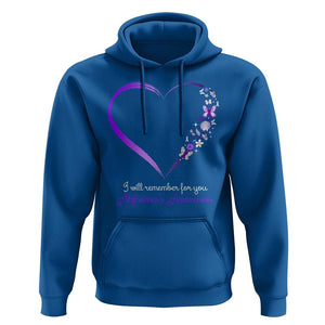 Alzheimer's And Brain Awareness Hoodie I Will Remember For You Daisy Flower Butterfly TS11 Royal Blue Print Your Wear
