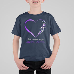 Alzheimer's And Brain Awareness T Shirt For Kid I Will Remember For You Daisy Flower Butterfly TS11 Navy Print Your Wear