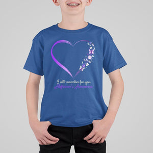 Alzheimer's And Brain Awareness T Shirt For Kid I Will Remember For You Daisy Flower Butterfly TS11 Royal Blue Print Your Wear