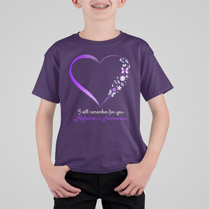 Alzheimer's And Brain Awareness T Shirt For Kid I Will Remember For You Daisy Flower Butterfly TS11 Purple Print Your Wear