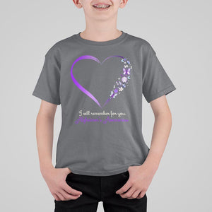 Alzheimer's And Brain Awareness T Shirt For Kid I Will Remember For You Daisy Flower Butterfly TS11 Charcoal Print Your Wear