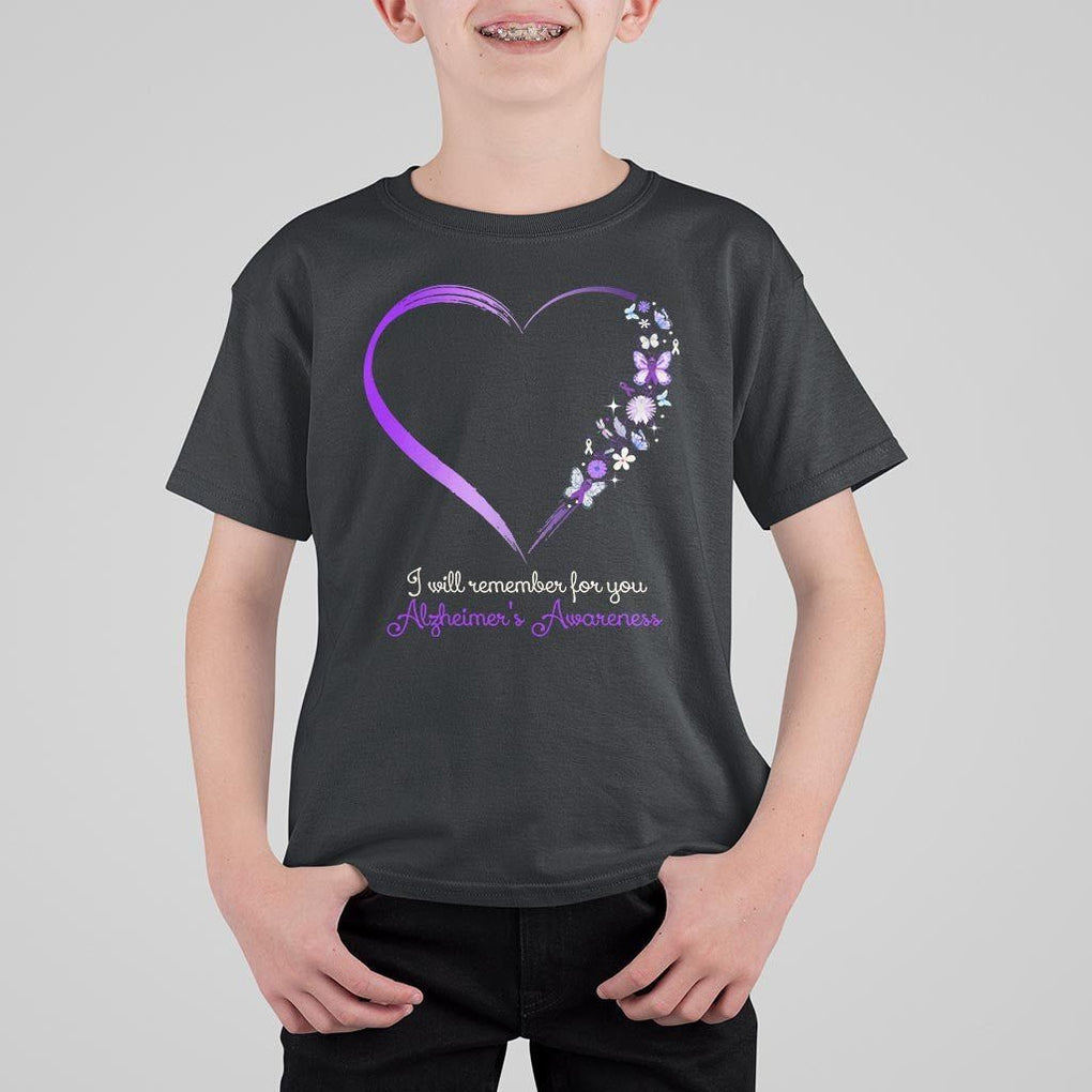 Alzheimer's And Brain Awareness T Shirt For Kid I Will Remember For You Daisy Flower Butterfly TS11 Black Print Your Wear