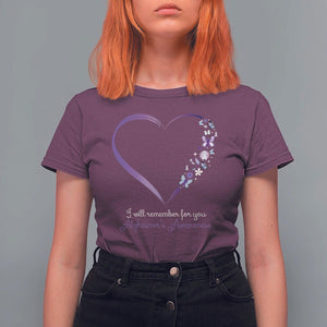 Alzheimer's And Brain Awareness T Shirt For Women I Will Remember For You Daisy Flower Butterfly TS11 Maroon Print Your Wear