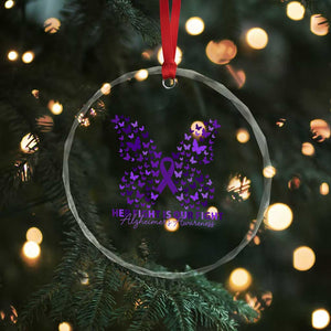 Alzheimers Awareness Butterfly Support Gift Crystal Glass Ornament Her Fight Our Fight